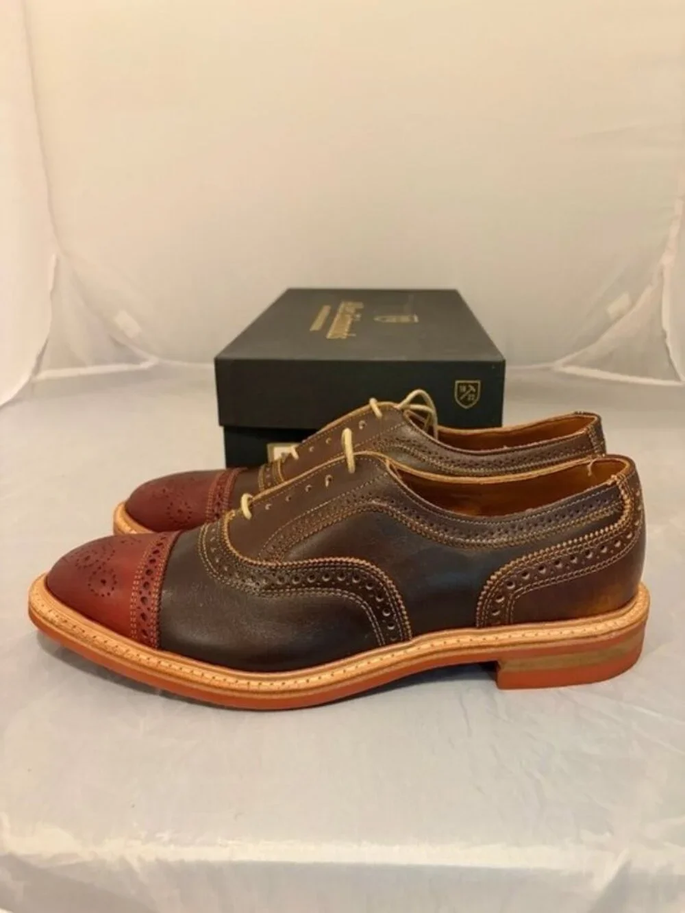 Allen Edmonds Rudolph Brown Leather Oxford Wingtip Mens dress shoe size 9.5 10